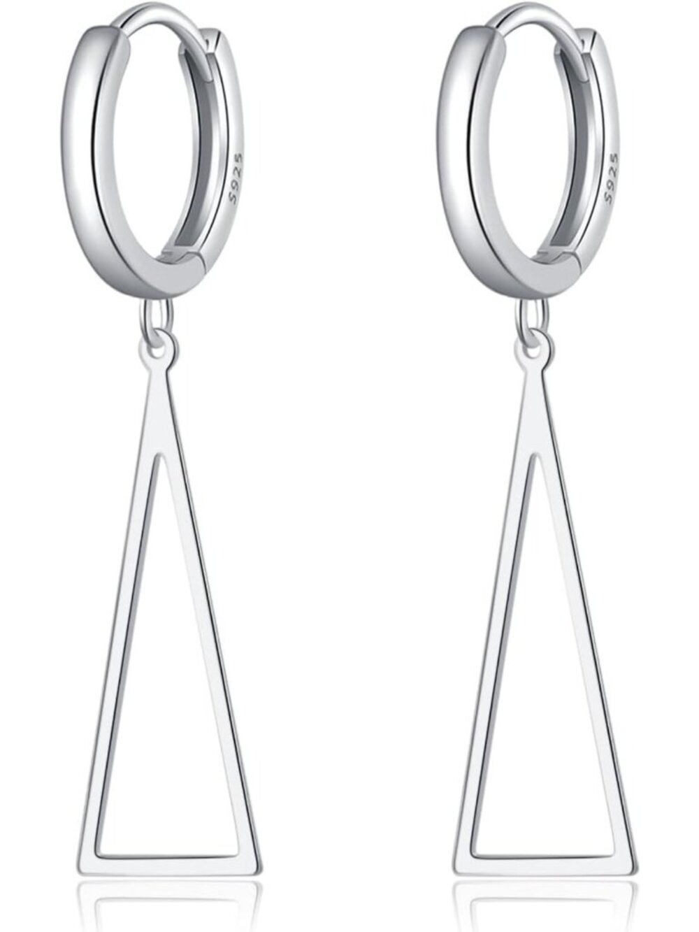 925 Sterling Silver Triangle Hoop Dangle Earrings for Women & Teens - Geometric